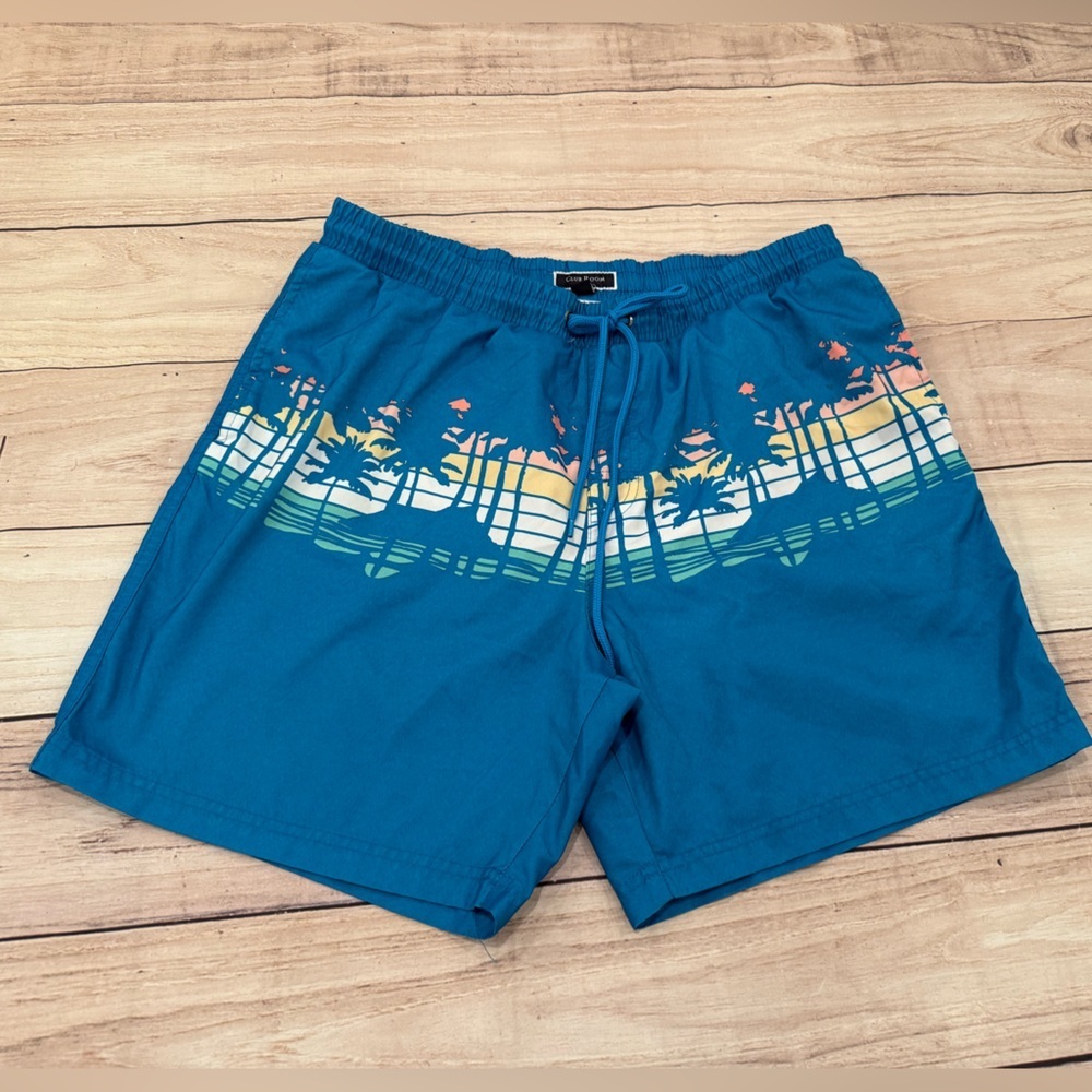 Club Room Blue and Green Swim men’s Trunks with Modern Design/size L